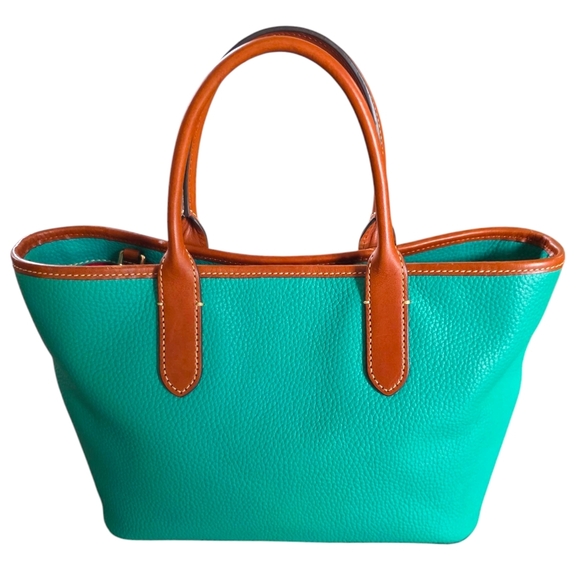 Dooney & Bourke Teal and Brown Leather Tote Bag - Picture 12 of 16